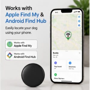 Dog GPS Tracker For Find My & Android Find Hub, Bluetooth Pet Locator Tag, No Monthly Fee, Waterproof Anti-Lost Tracker For Dogs