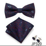 Mens Striped Jacquard Bow Tie Set