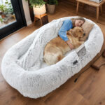 Human Dog Bed, Washable Faux Fur Dog Bed for People Doze Off, Napping Orthopedic Dog Bed,71''x45''x14'' Size Fits You and Pets (Grey) - Blankets and Pillows NOT INCLUDED