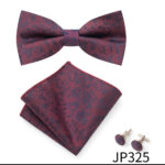 Mens Striped Jacquard Bow Tie Set