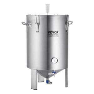 304 Stainless Steel Kettle, 16 GALLON Beer Brew Fermentor, Brew Bucket Fermentor For Brewing, Home Brewing Supplies With Base, Kettle Stock Pot Includes Lid, Handle, Valve, Spigot, Thermometer
