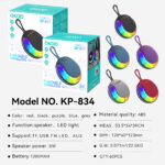 KP-834 Model New Portable Wireless Bluetooth Speaker Compact Outdoor Little Steel Cannon With Ambient Light And Subwoofer Bass