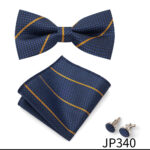Mens Striped Jacquard Bow Tie Set