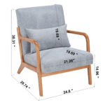Mid-Century Modern Accent Chair, Arm Chair Living Room Chairs with Pillow Upholstered Reading Chair with Solid Wood Frame & Living Room Bedroom Balcony (Antique Dark Grey)