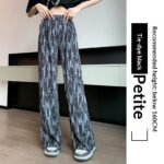 Tie-dye Slim-fit Wide-leg Floor-length Pants For Women