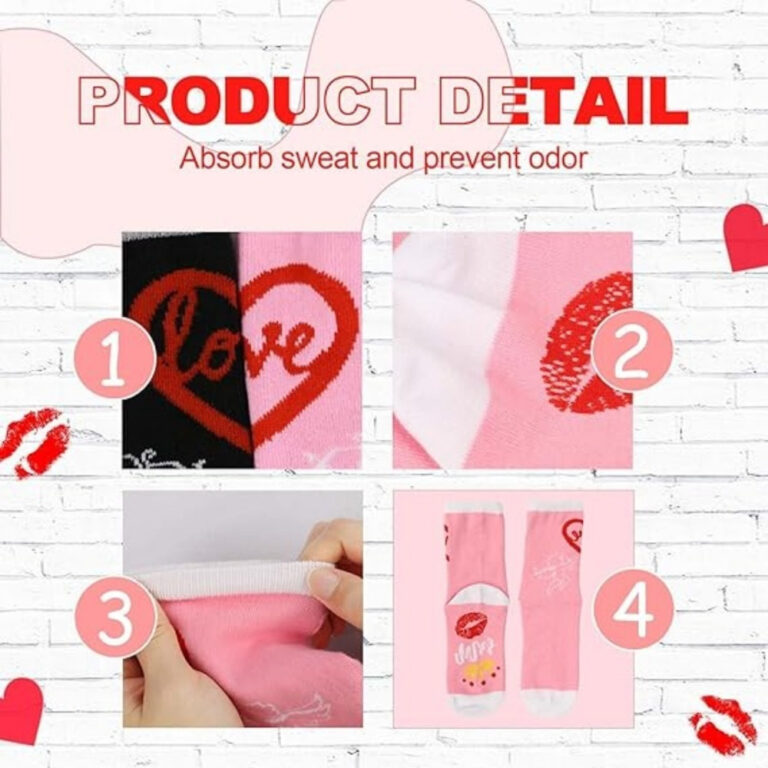 Matching Socks For Couples (2 Pairs), Romantic Partner Socks In Pink And Black, Original Wedding Gift For The Bride And Groom, Fun Couple Socks For Engagement And Wedding Party Decorations