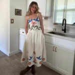 Womens Strapless Printed Waist-Cinching Dress