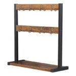 Iron-wood Combination Shelving Unit With A Double-layer Double-sided Cup Holder