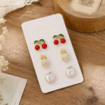 Cross-border European American Fruit Enamel Stud Earrings For Women, Unique Premium Versatile Summer Red Fruit & Cherry Niche Ear Jewelry