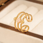 Fashion Multicolor Enamel Gold Plated Stainless Steel Adjustable Open Ring For Women, Anti-fade Titanium Steel Band