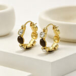 Cross-border European American Maillard Brown Hoop Earrings For Women, New Arrival Premium Unique Vintage Hoop Clasp Ear Jewelry