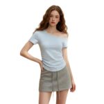 Off-Shoulder Short-Sleeve T-Shirt Womens Cropped Top