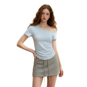 Off-Shoulder Short-Sleeve T-Shirt Womens Cropped Top