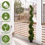 6FT Spiral Topiary Trees Artificial Outdoor Faux Boxwood Plants Large Twisted Green Potted Trees for Garden Front Porch Patio Planter Decoration, 2pcs/set