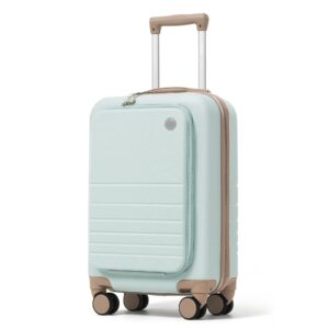 4-Piece Luggage Set with USB Charging Ports - 20in Carry-On (Front-Opening for Laptop) 28in Checked Suitcase with TSA Lock Travel Duffel Bag Wet-Dry Toiletry Bag, grey green