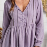 Women New Fall Winter Fashion V-Neck Patchwork Long Sleeve Sweatshirt With Lace Trim