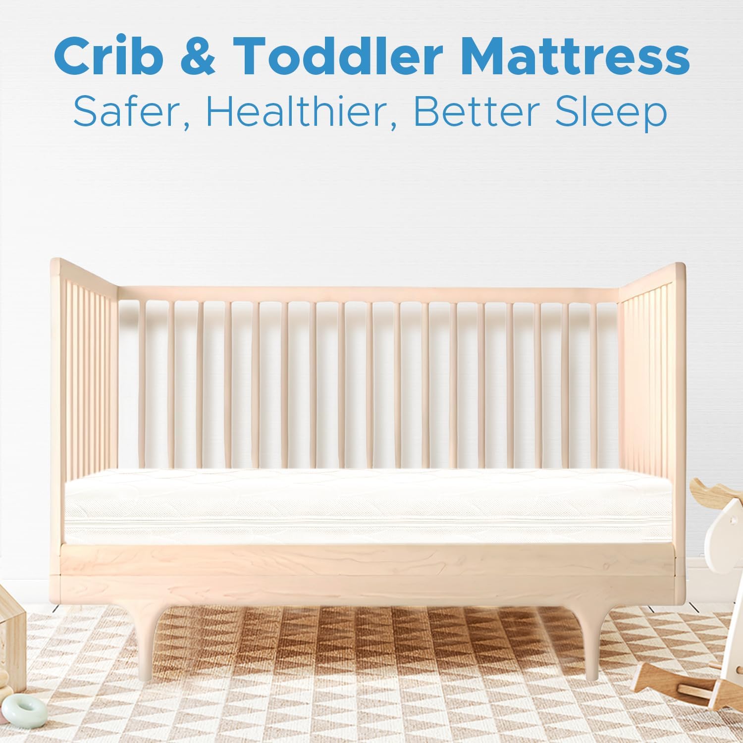 Crib Mattress, Dual-Sided Toddler And Baby Mattress With Washable Airfiber Insert And Removable Cover, 1 0 0 Breathable, Organic Cotton 5 Firm Fit Standard Size Toddler Bed - Image 4