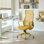 Ergonomic Colorful Office Chair 350LBS Home Office Mesh Breathable High Back, With Adjustable Lumbar Support Computer Chair, Integrated Molded Foam Seat Cushion, Fireproof (Yellow)