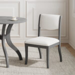 Oak Gray Dining Table Set:39.4" Round Table + 2 Chairs - Traditional Solid Wood Kitchen Set with Inlaid Tabletop, Elegant Curved Legs for Dining Room