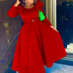 Womens Fashionable Casual Puff-sleeve Dress