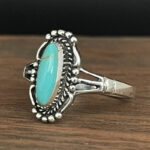 Bohemian-style Horse-eye-shaped Turquoise Ring