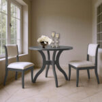 Oak Gray Dining Table Set:39.4" Round Table + 2 Chairs - Traditional Solid Wood Kitchen Set with Inlaid Tabletop, Elegant Curved Legs for Dining Room