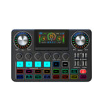 Audio Mixer Desktop Singing Audio Interface BT Wireless Accompaniment Plug And Play Display Screen Adjustable Height Rechargeable Sound Card Mixer For Live Streaming Podcasting OTG Transmission Black