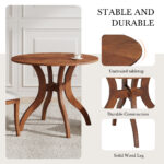 Walnut Dining Table Set:39.4" Round Table + 2 Chairs - Traditional Solid Wood Kitchen Set with Inlaid Tabletop, Elegant Curved Legs for Dining Room