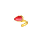 Fashionable And Trendy Cross-Border High-End Water Drop Oil-Drip Open Ring 18K Real Gold Electroplated Open Stainless Steel Ring
