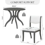 Oak Gray Dining Table Set:39.4" Round Table + 2 Chairs - Traditional Solid Wood Kitchen Set with Inlaid Tabletop, Elegant Curved Legs for Dining Room