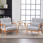 Mid-Century Modern Accent Chair, Arm Chair Living Room Chairs with Pillow Upholstered Reading Chair with Solid Wood Frame & Living Room Bedroom Balcony (Antique Dark Grey)