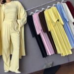 Womens Crew-neck Long-sleeve Top And Wide-leg Pants Set