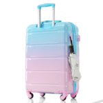 Luggage Set of 3, 20-inch with USB Port, Airline Certified Carry-on Luggage , ABS+PC Hard Shell Luggage with Spinner Wheels, light blue and pink