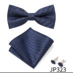 Mens Striped Jacquard Bow Tie Set