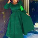 Womens Fashionable Casual Puff-sleeve Dress