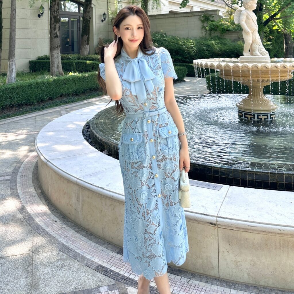 French-style Lace Three-dimensional Floral Dress