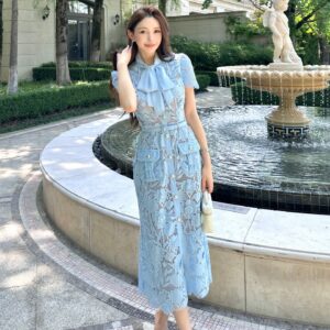 French-style Lace Three-dimensional Floral Dress