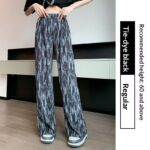 Tie-dye Slim-fit Wide-leg Floor-length Pants For Women
