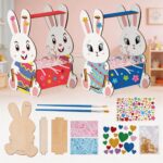 Easter Basket Bunnies (Set Of 5), Creative Group Craft Kit With 5 Wooden Easter Bunny Baskets, Colorful DIY Baskets For Easter Egg Hunts & Table Decorations, Ideal For School & Family Celebrations