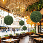 18.5IN Topiary Balls Artificial Outdoor Faux Boxwood Plants Large Green Decorative Spheres for Garden Front Porch Patio Planter Decoration, 2pcs/set