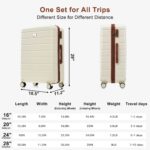 6-Piece Hardside Luggage Set with TSA Lock, 16/20/24/28 Inch Spinner Suitcase Set with Expandable Travel Duffel Bag & Waterproof Toiletry Kit, Adjustable Handle (ivory and brown)