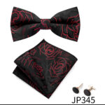 Mens Striped Jacquard Bow Tie Set