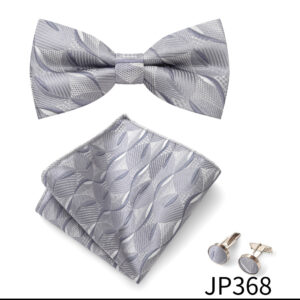 Mens Striped Jacquard Bow Tie Set