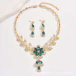 Cross-Border Foreign Trade Retro Jewelry Exaggerated Necklace Set Luxury Crystal Jewelry Banquet Dress Accessories Factory Direct Supply