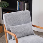 Mid-Century Modern Accent Chair, Arm Chair Living Room Chairs with Pillow Upholstered Reading Chair with Solid Wood Frame & Living Room Bedroom Balcony (Antique Dark Grey)