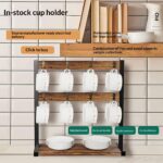 Iron-wood Combination Shelving Unit With A Double-layer Double-sided Cup Holder