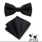 Mens Striped Jacquard Bow Tie Set