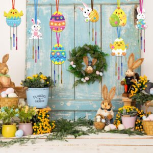 Easter Wind Chime Set, 8-Piece Craft Kit For Easter Decorations, Creative DIY Materials For Homemade Easter Wind Chimes And Party Accessories Set