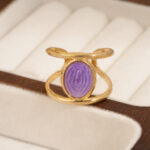 French Vintage 18K Gold Plated Open Stainless Steel Ring, Luxury Minimalist Titanium Steel Finger Jewelry For Women Wholesale