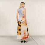 Womens Dopamine-Color Printed Long Dress